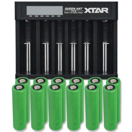 Xtar Queen ANT MC6 Li-ion batterioplader + 12 stk. Sony US18650VTC5 2600mAh Li Ion batterier